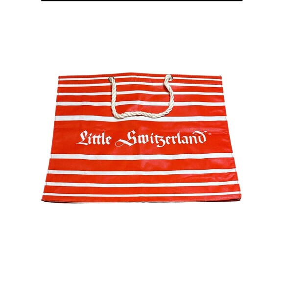 Little Switzerland Vintage 1980’s Red White Stripe Beach Shoulder Bag Nautical - Picture 5 of 8
